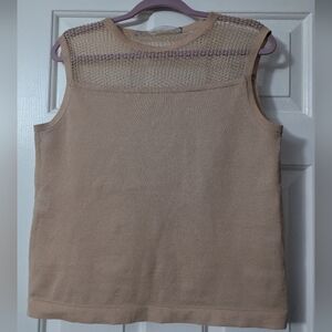 Reed Krakoff Tan Sleeveless Cotton Knit Top - Size Large